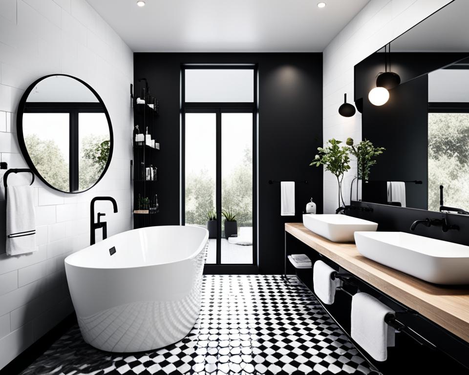 black and white bathroom fixtures