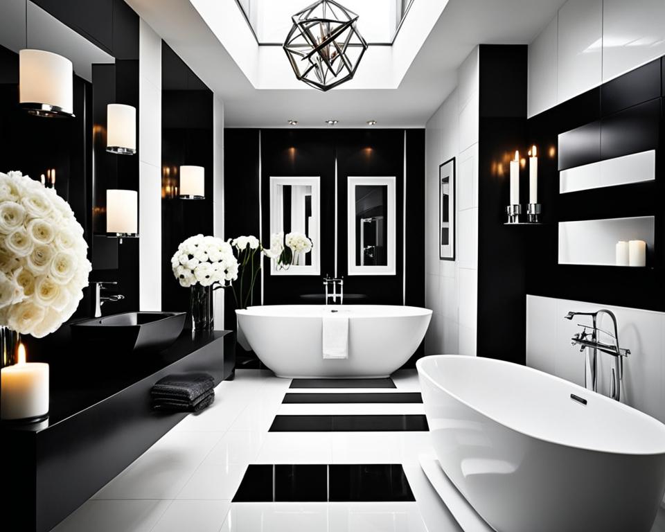 black and white bathroom lighting