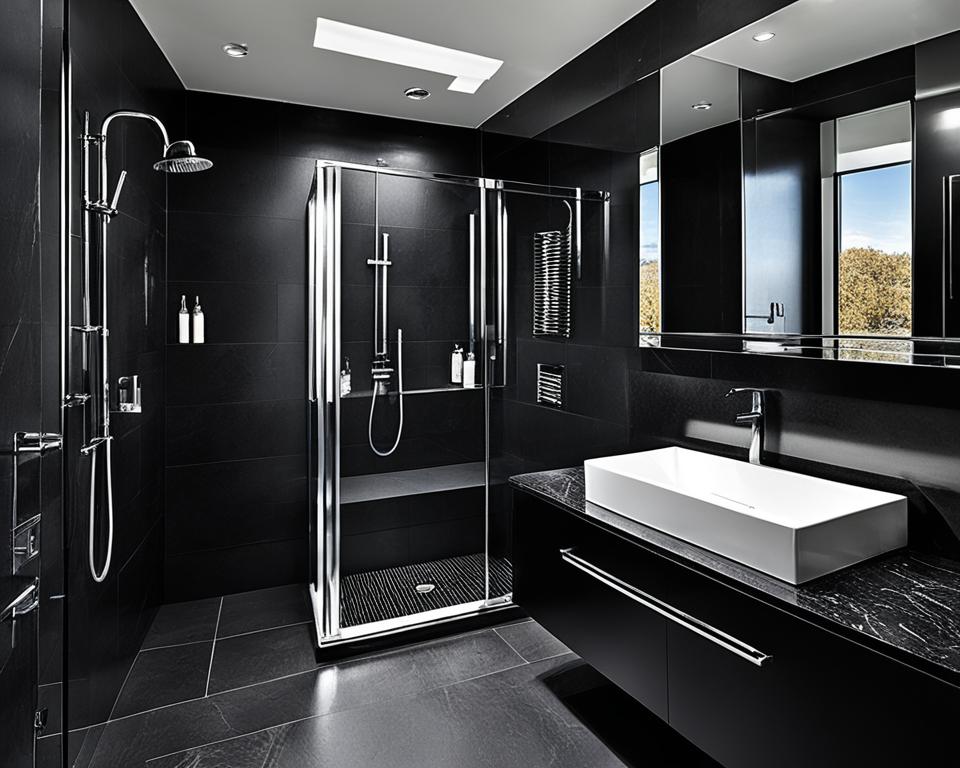 black bathroom decor