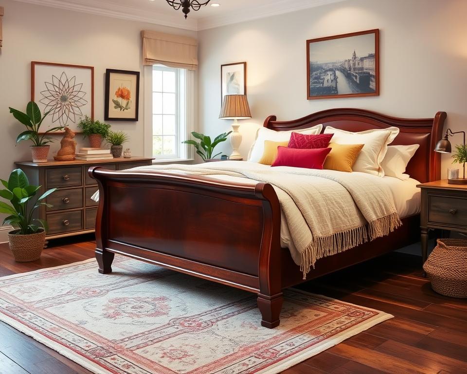 cherry sleigh bed decor styles