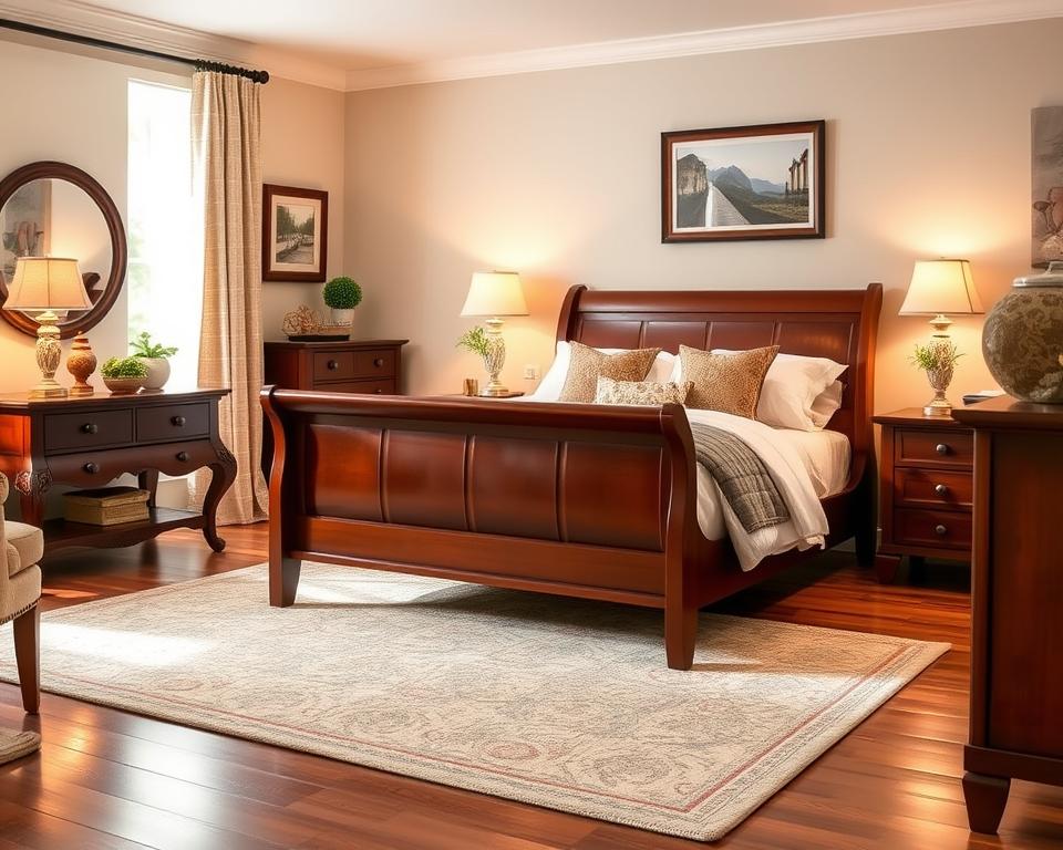 cherry sleigh bed focal point